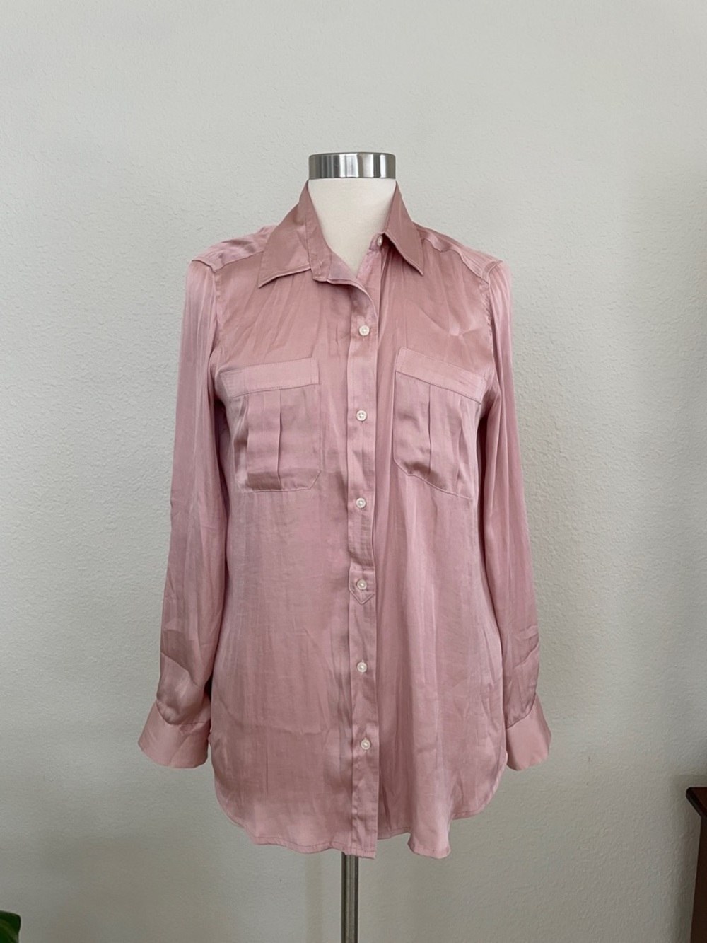 Banana Republic Blush Pink Satin Button-Front Shirt